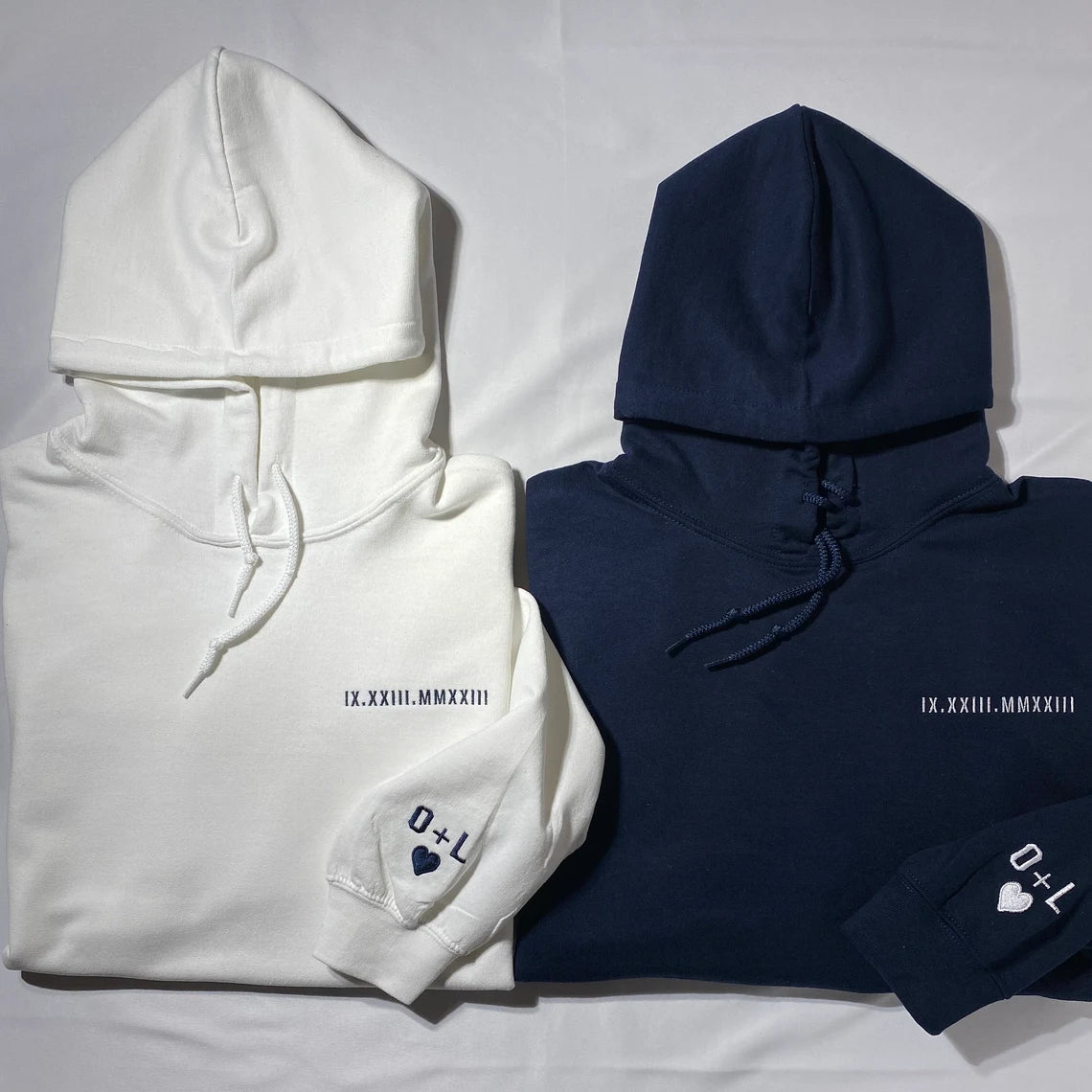Couple Hoodie Embroidered Roman Numeral