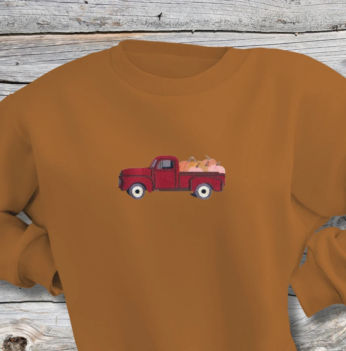 Embroidered Harvest Truck Sweatshirt, Custom Sweater