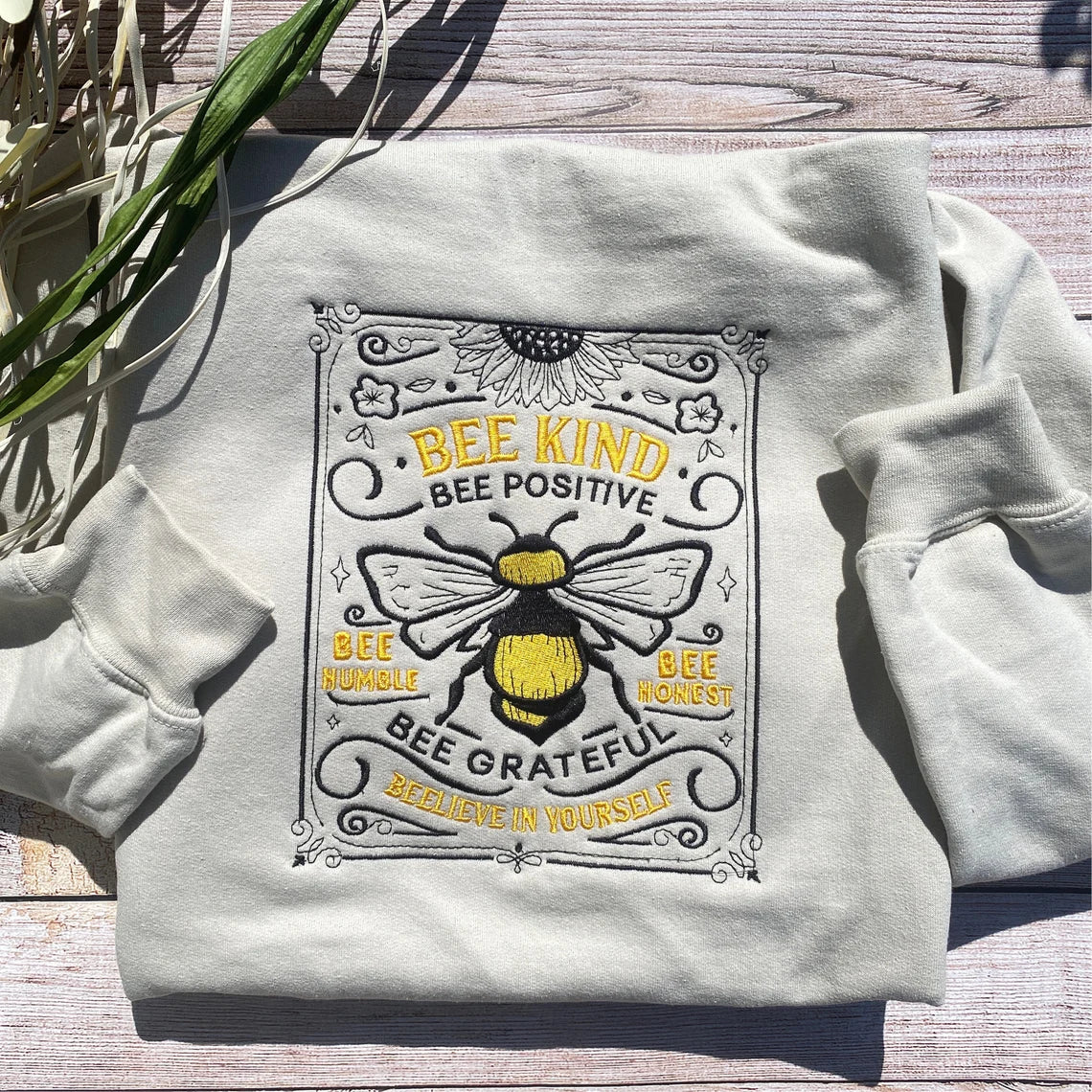 Bee Kind Custom Embroidered Sweatshirt