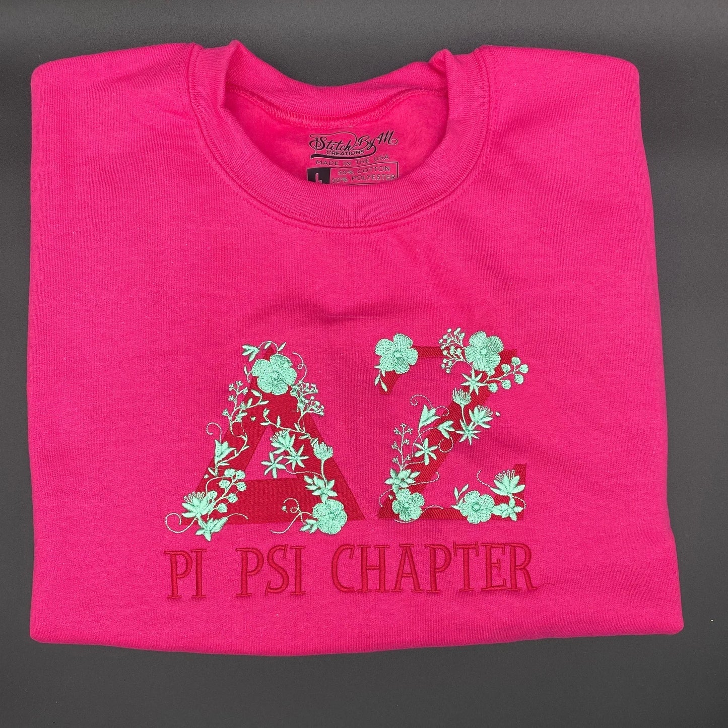 Custom Sorority Floral Greek Letter Embroidered Sweatshirt, Sorority Chapter Crewneck
