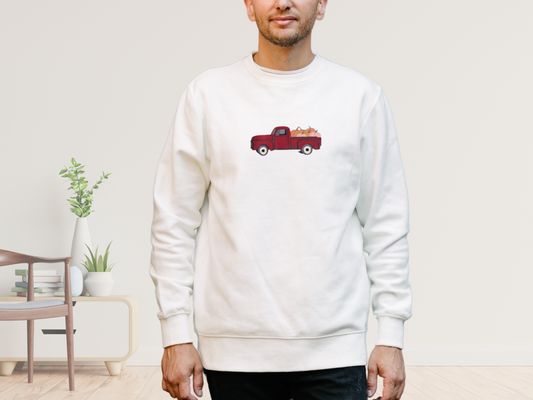 Embroidered Harvest Truck Sweatshirt, Custom Sweater