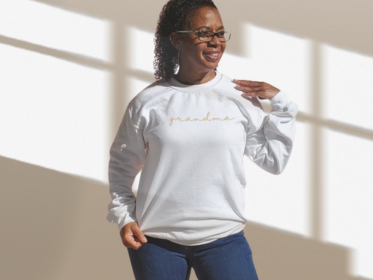 Grandma Embroidered Sweatshirt, Custom Shirt with Kids Names on the Sleeve