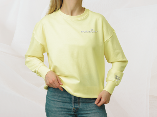 Mama Heart Embroidered Sweatshirt with Sleeve Embroidery