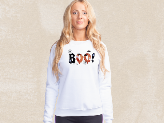 Embroidered Halloween Boo Sweatshirt