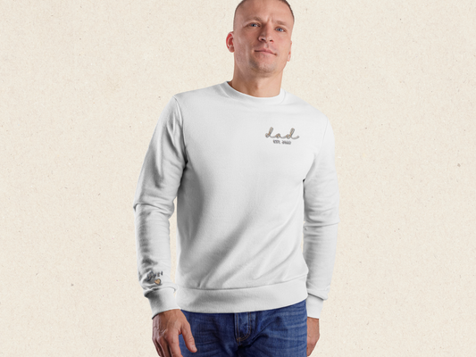 Dad Embroidered Sweatshirt, Heart On Sleeve, Daddy Est Year