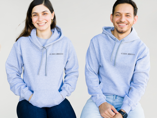 Couple Hoodie Embroidered Roman Numeral