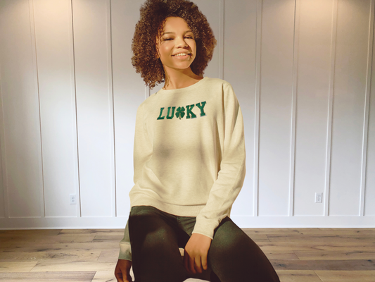 St. Patrick's Day Embroidered Shiny Metallic Sweatshirt, Gift, Embroidered Crew