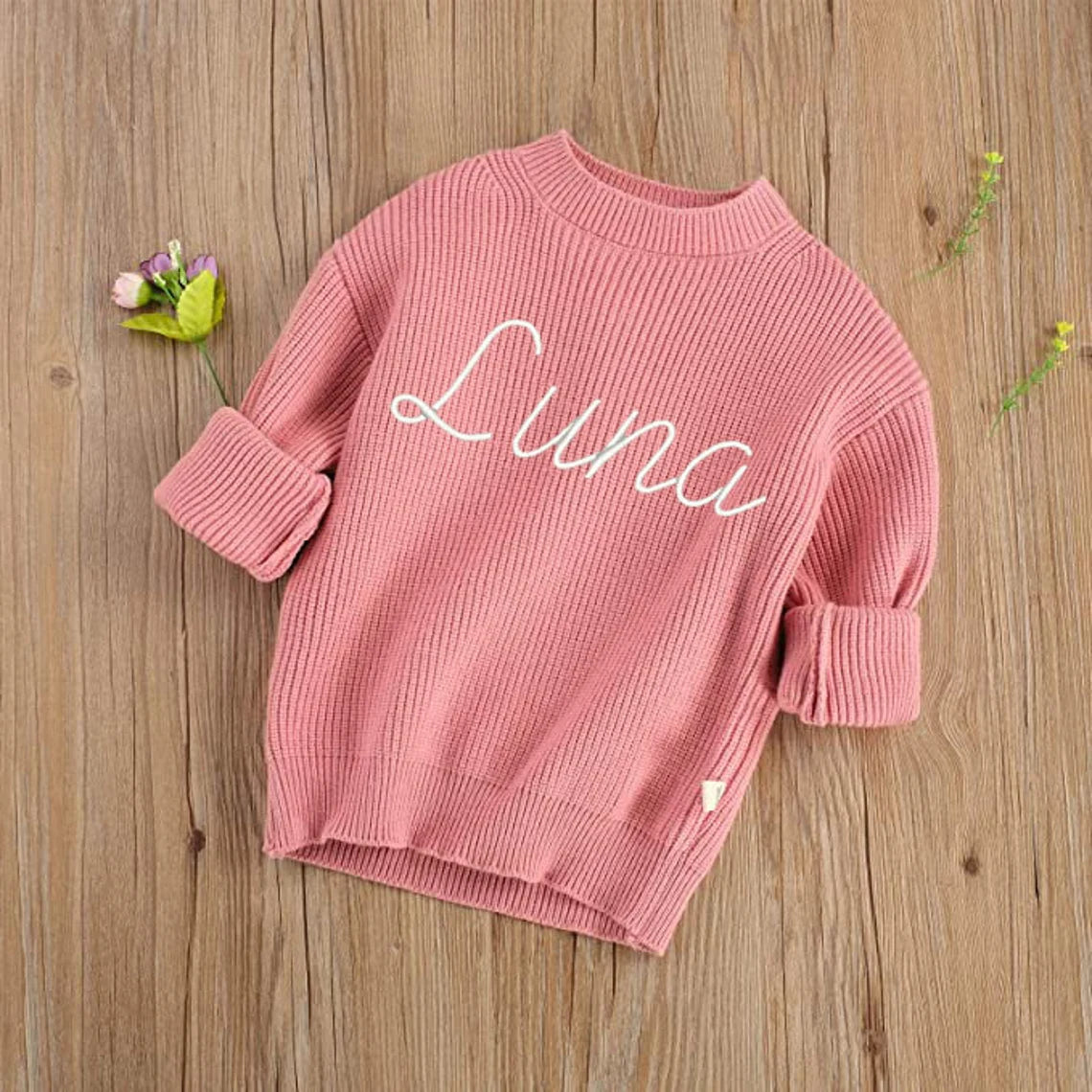 Embroidered Personalized Name Sweater for Babies, Toddlers, Kids, Children