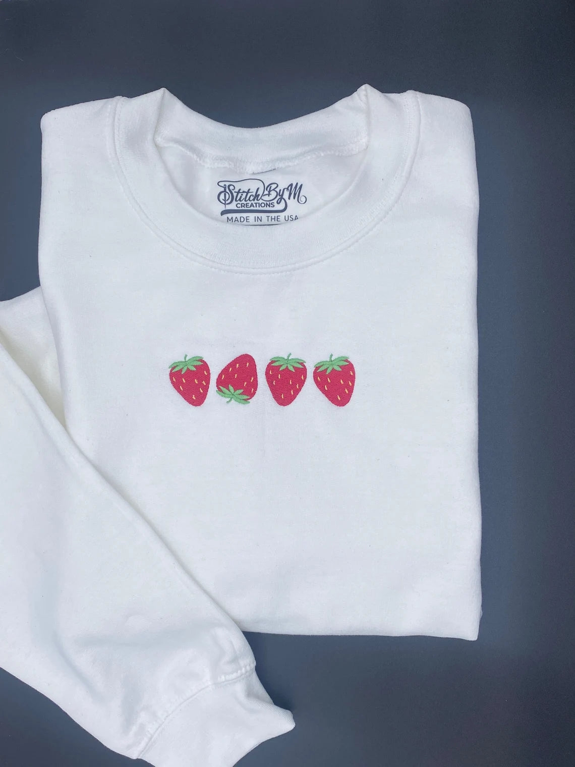 Embroidered Strawberry Sweatshirt, Custom Embroidered Sweatshirt
