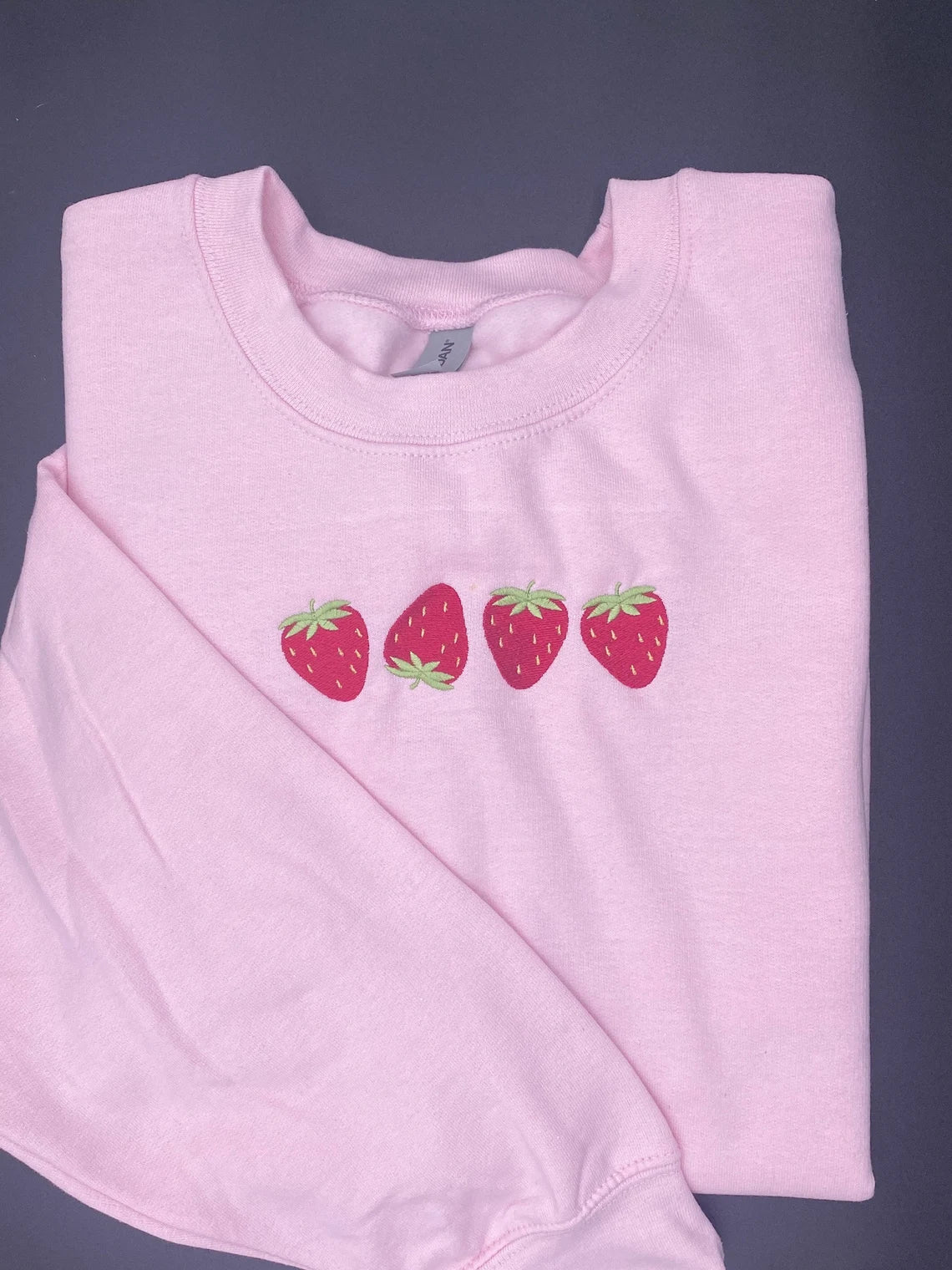 Embroidered Strawberry Sweatshirt, Custom Embroidered Sweatshirt
