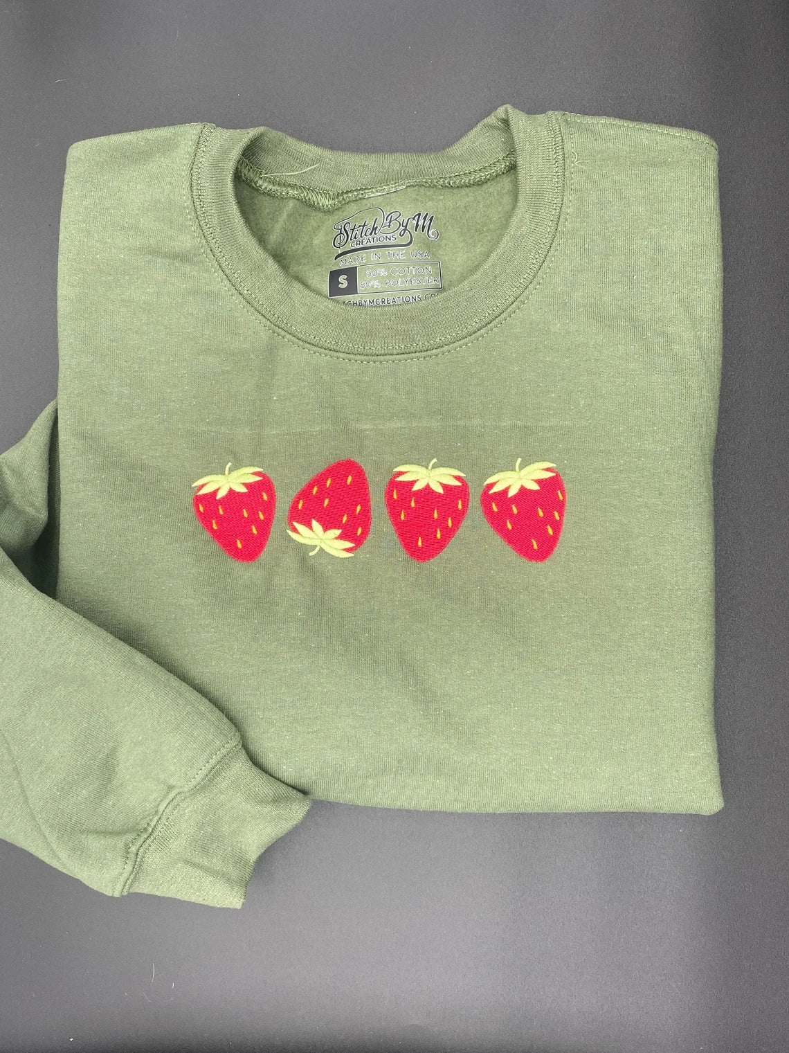 Embroidered Strawberry Sweatshirt, Custom Embroidered Sweatshirt