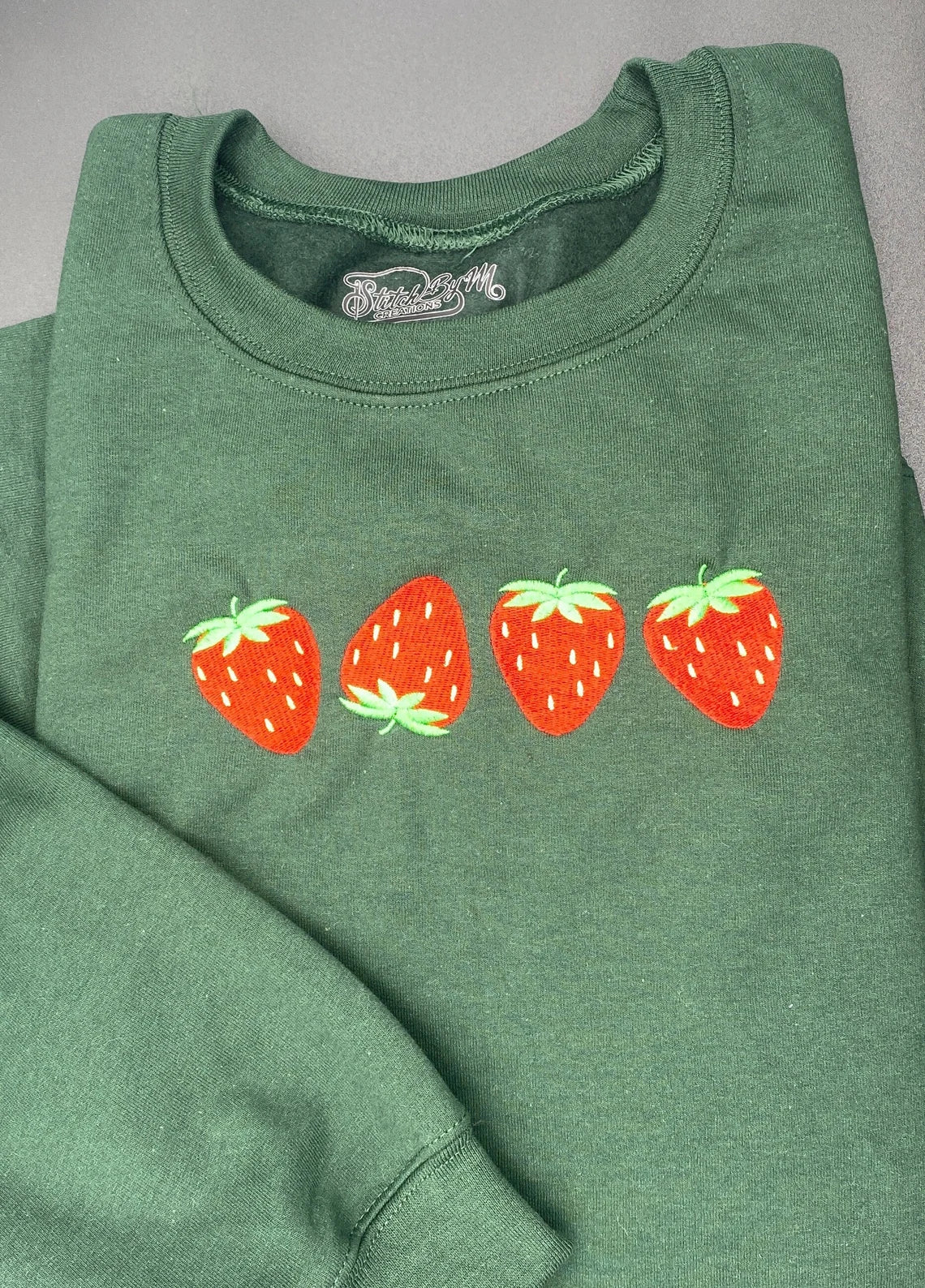 Embroidered Strawberry Sweatshirt, Custom Embroidered Sweatshirt