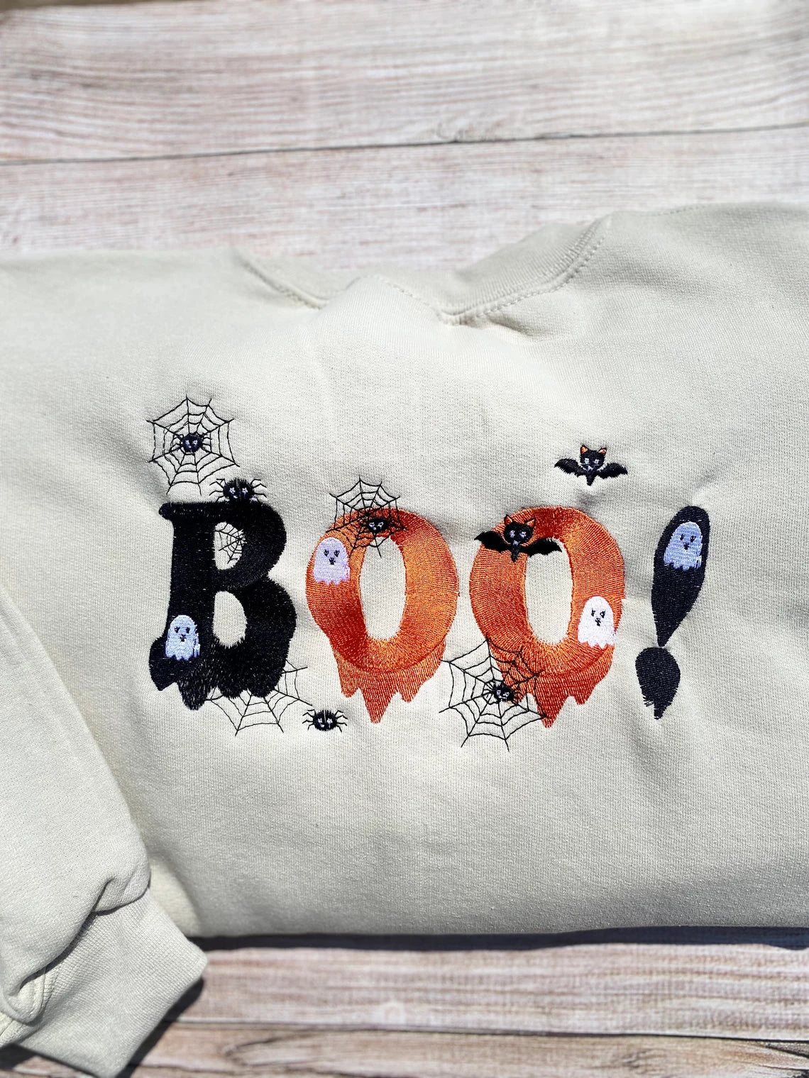 Embroidered Halloween Boo Sweatshirt