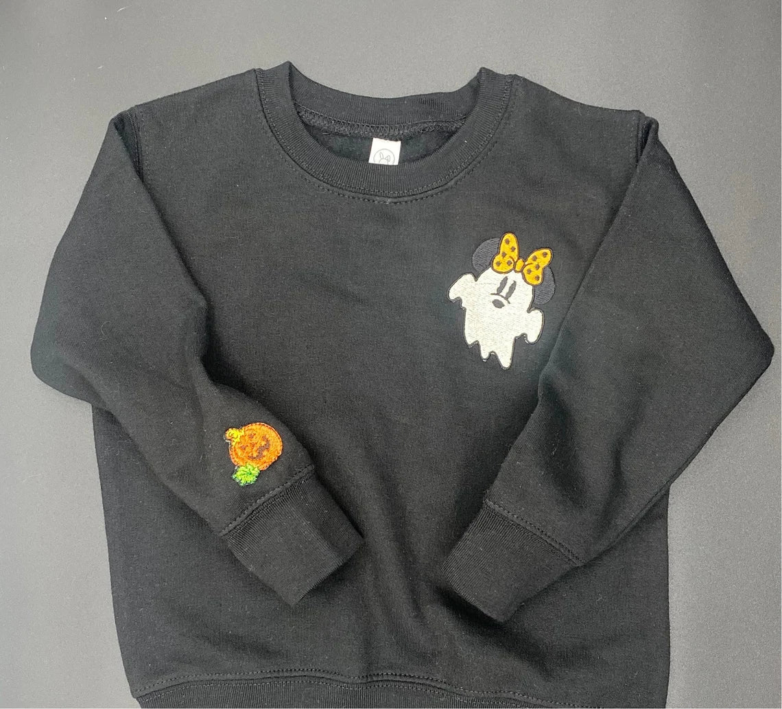 Embroidered Halloween Toddler Sweatshirt, Custom Ghost Toddler Sweater