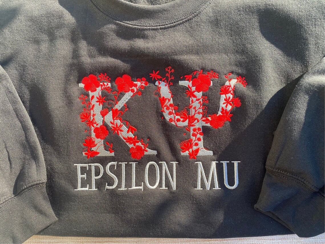 Custom Sorority Floral Greek Letter Embroidered Sweatshirt, Sorority Chapter Crewneck