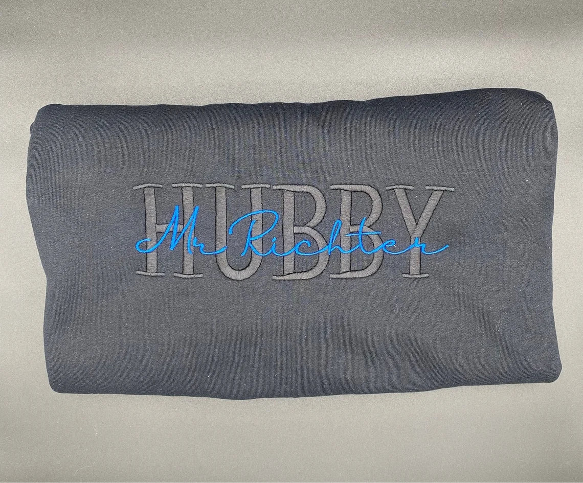 Hubby Embroidered Sweatshirt, Groom, Engagement Sweatshirt, Wedding Sweatshirt