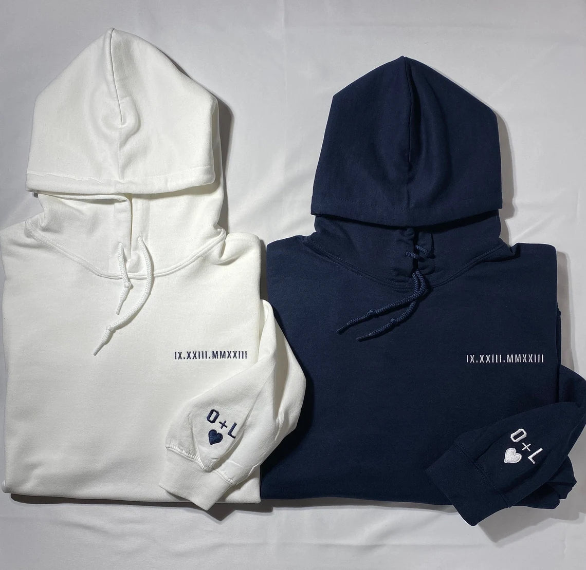 Couple Hoodie Embroidered Roman Numeral