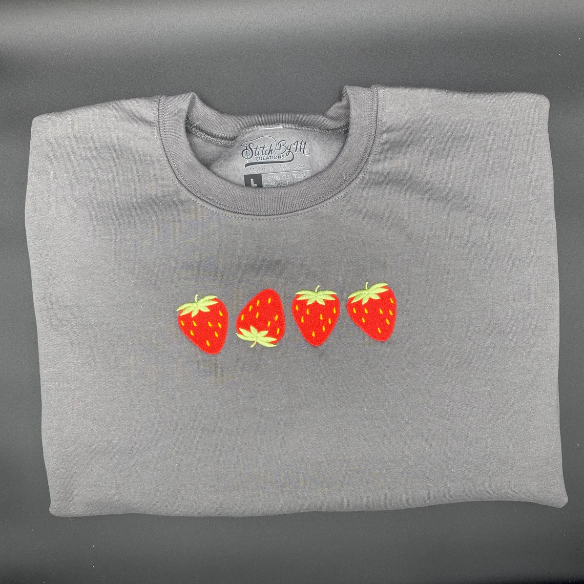 Embroidered Strawberry Sweatshirt, Custom Embroidered Sweatshirt