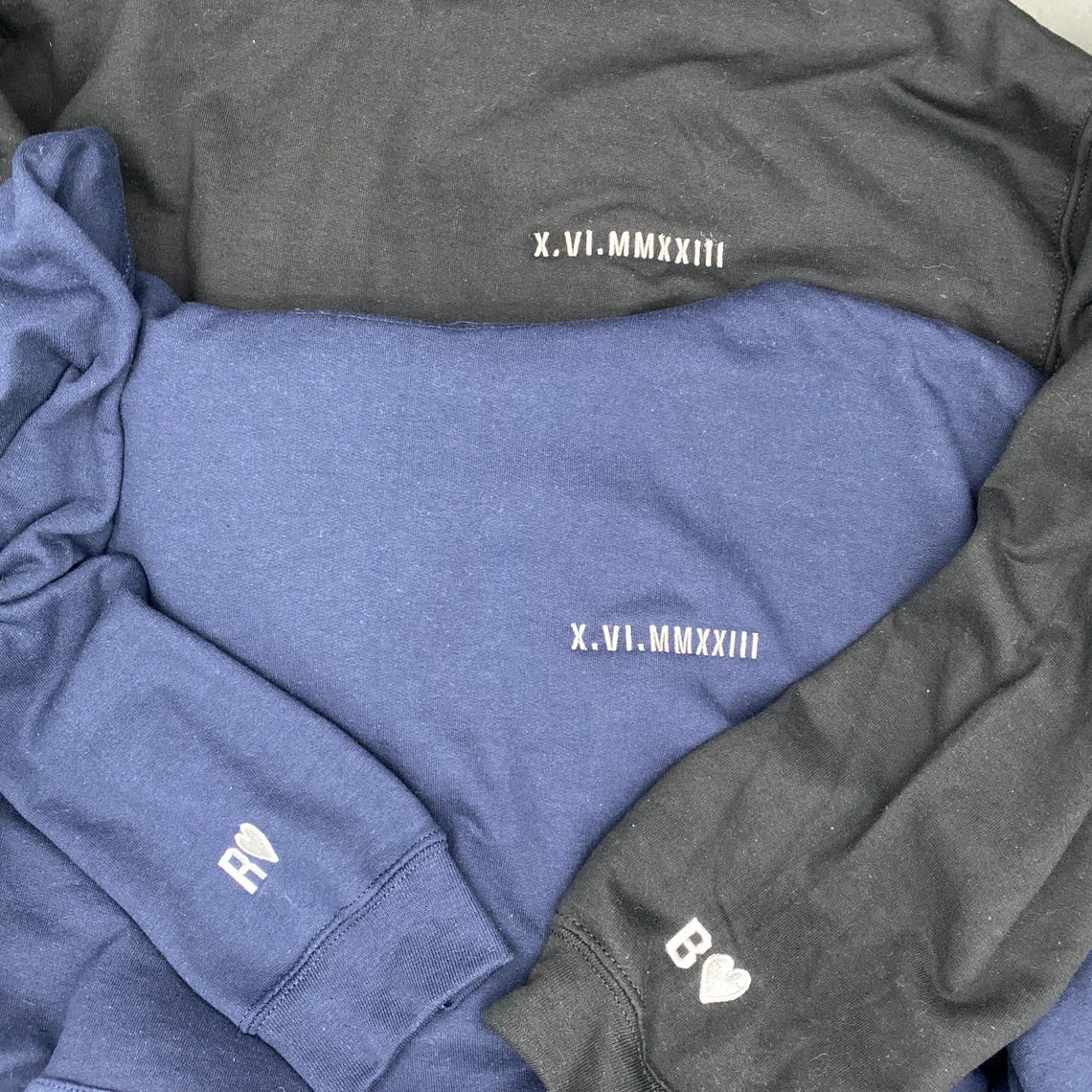 Couple Hoodie Embroidered Roman Numeral