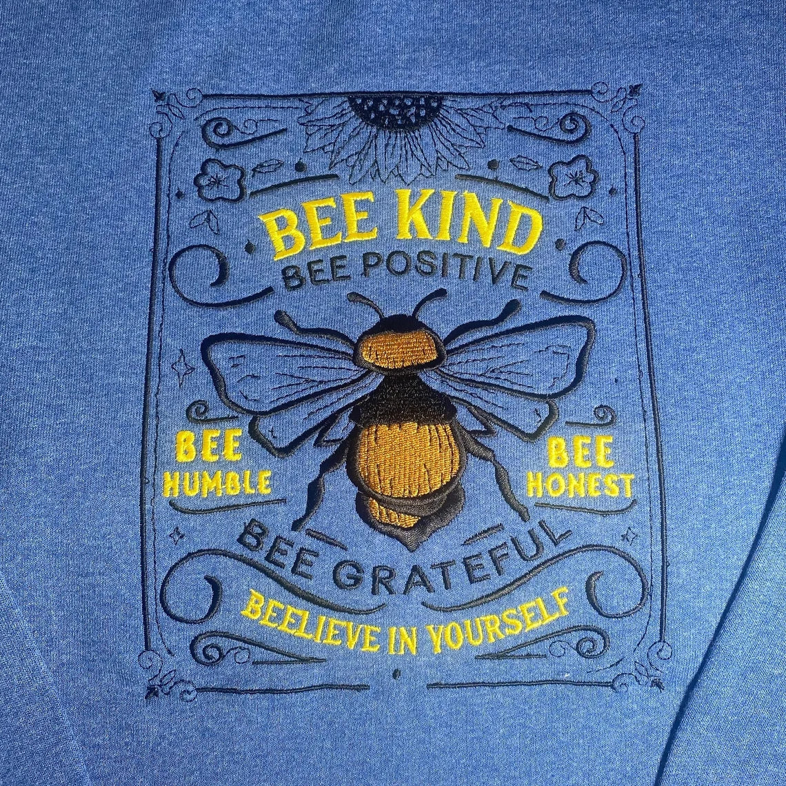 Bee Kind Custom Embroidered Sweatshirt