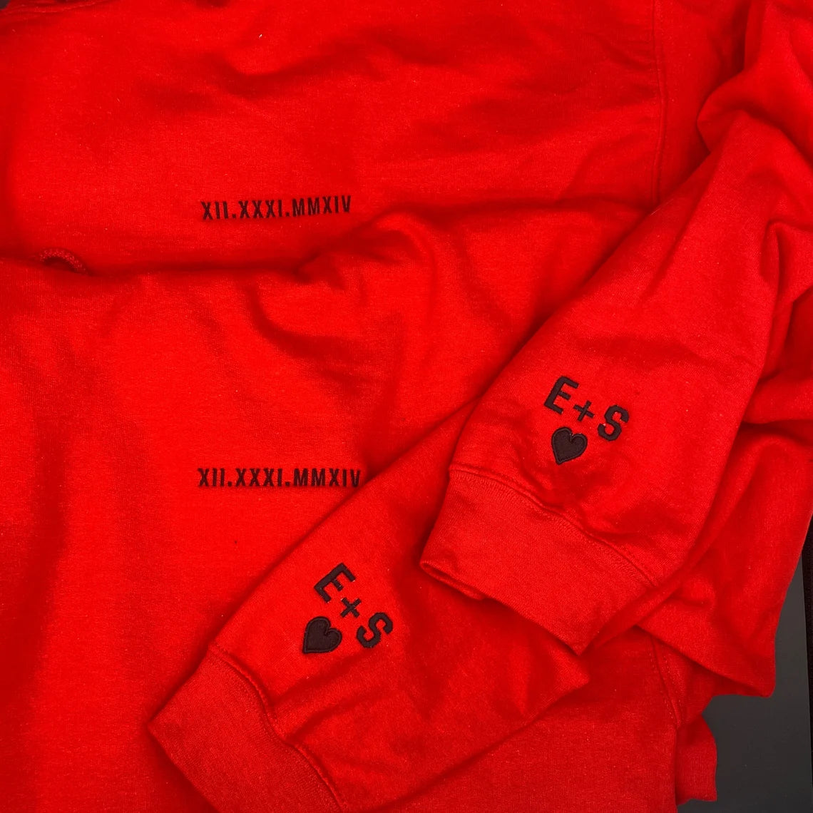 Couple Hoodie Embroidered Roman Numeral