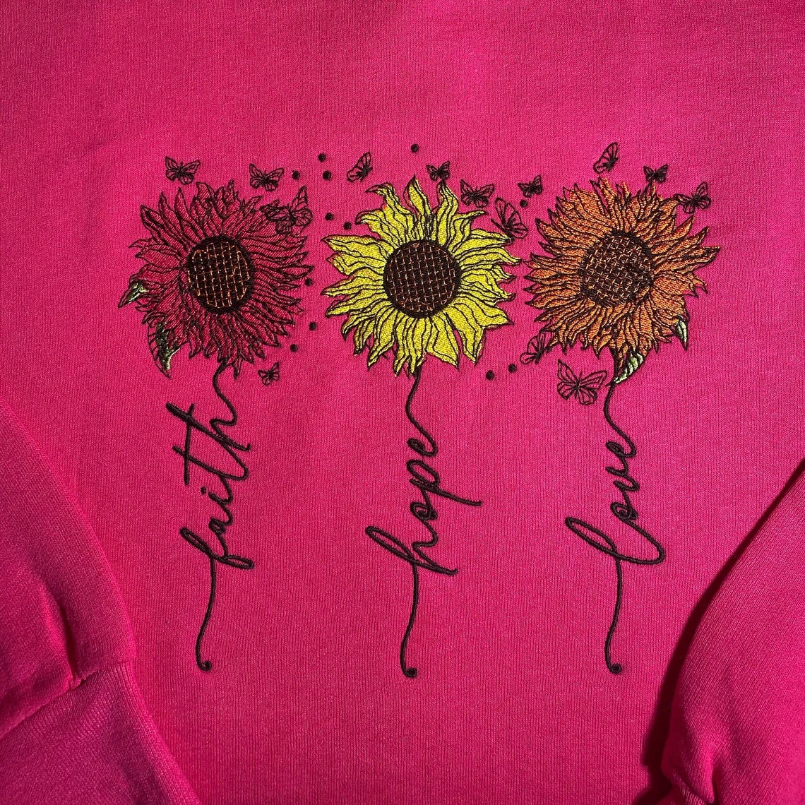 Faith Hope Love Sunflowers Custom Embroidered Sweatshirt