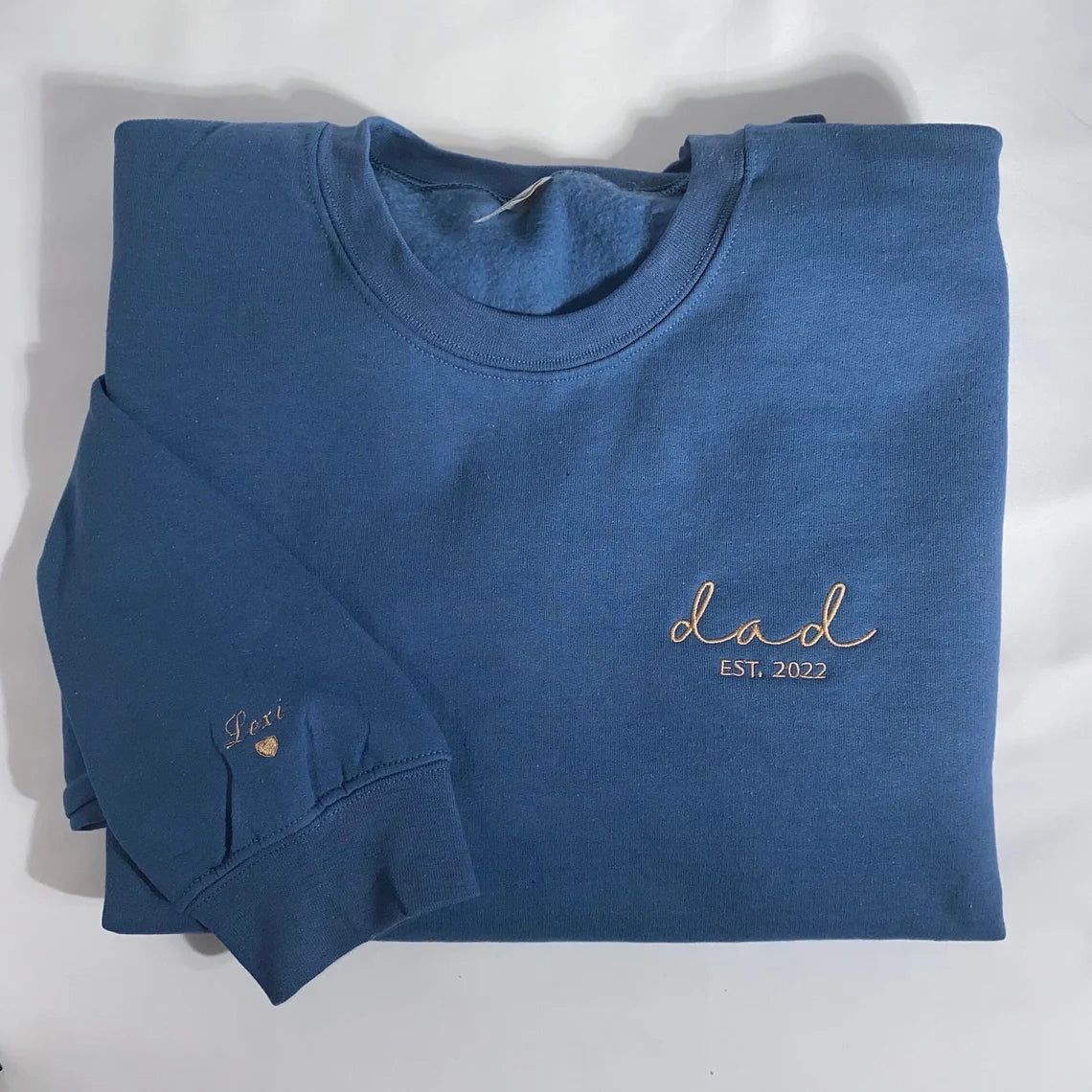 Dad Embroidered Sweatshirt, Heart On Sleeve, Daddy Est Year