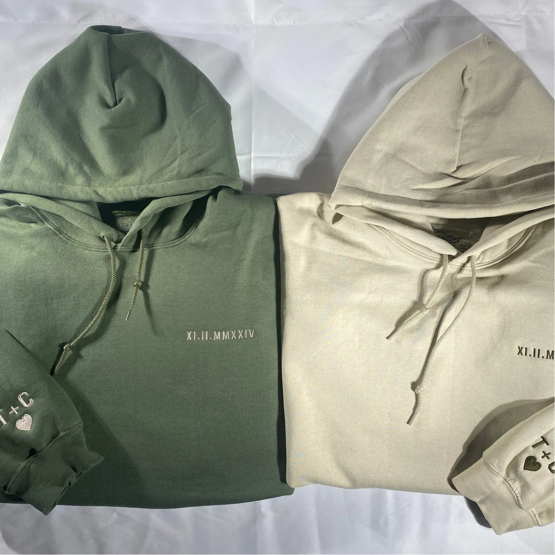 Couple Hoodie Embroidered Roman Numeral