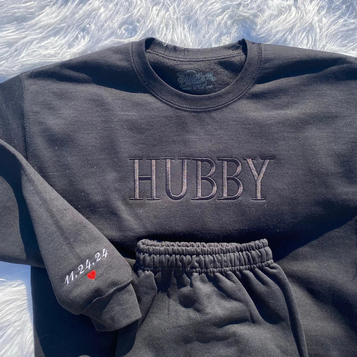 Wifey Hubby Bride Sweatshirt, Wedding Gift, Embroidered Crewneck, Custom, Engagement