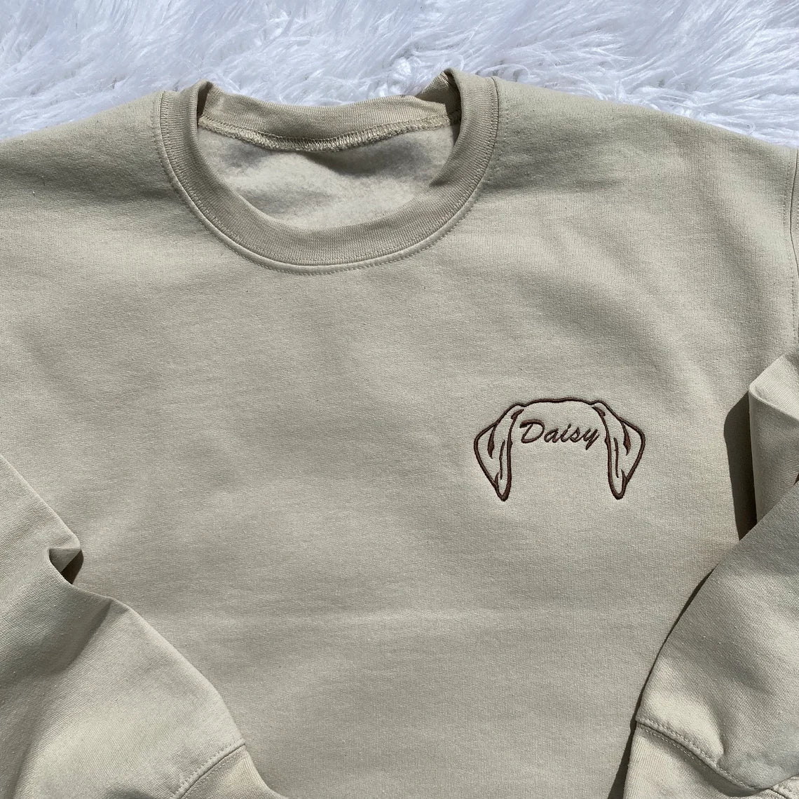 Embroidered Custom Dog Ear Sweatshirt Hoodie, Personalized with Name, Mom Sweatshirt, Pet Dad Gift Him Her