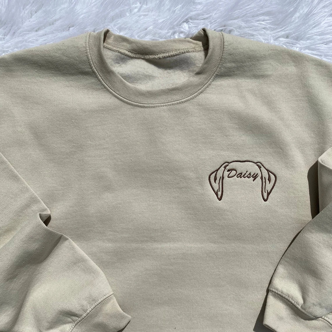 Embroidered Custom Dog Ear Sweatshirt Hoodie, Personalized with Name, Mom Sweatshirt, Pet Dad Gift Him Her
