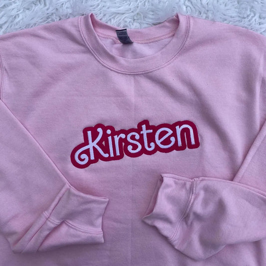 Custom Embroidered Doll Sweatshirt, Baby Girl Party Besties, Personalized Birthday, Gift, Grade Teacher, Family Mommy Pregnancy