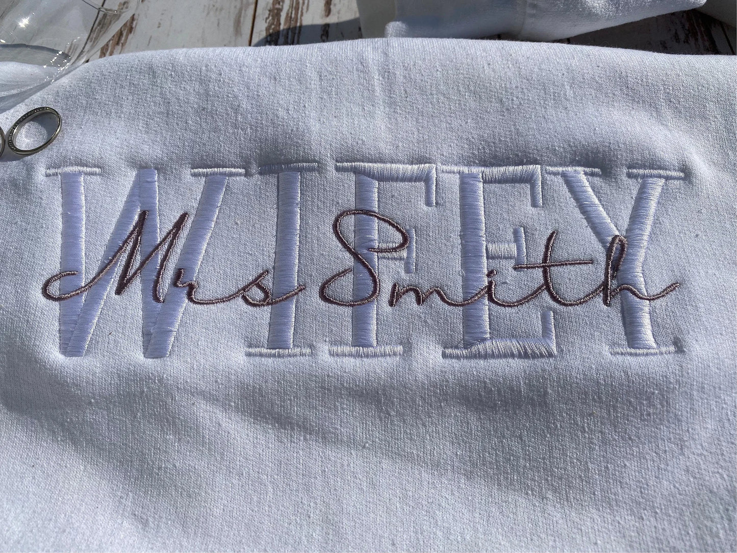 Embroidered Wifey Sweatshirt, Bride, Engagement Sweatshirt, Bridal Sweatshirt
