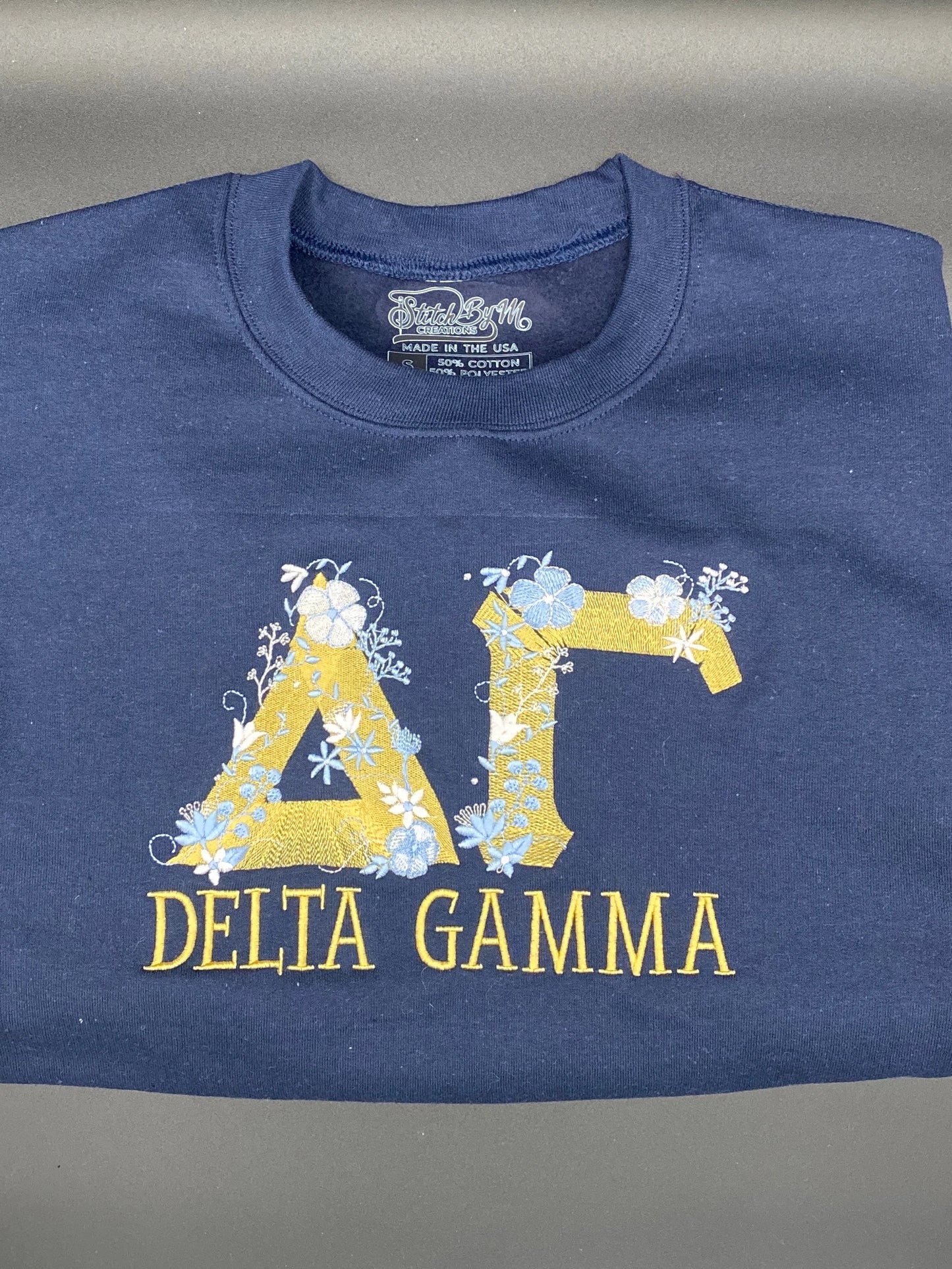 Custom Sorority Floral Greek Letter Embroidered Sweatshirt, Sorority Chapter Crewneck