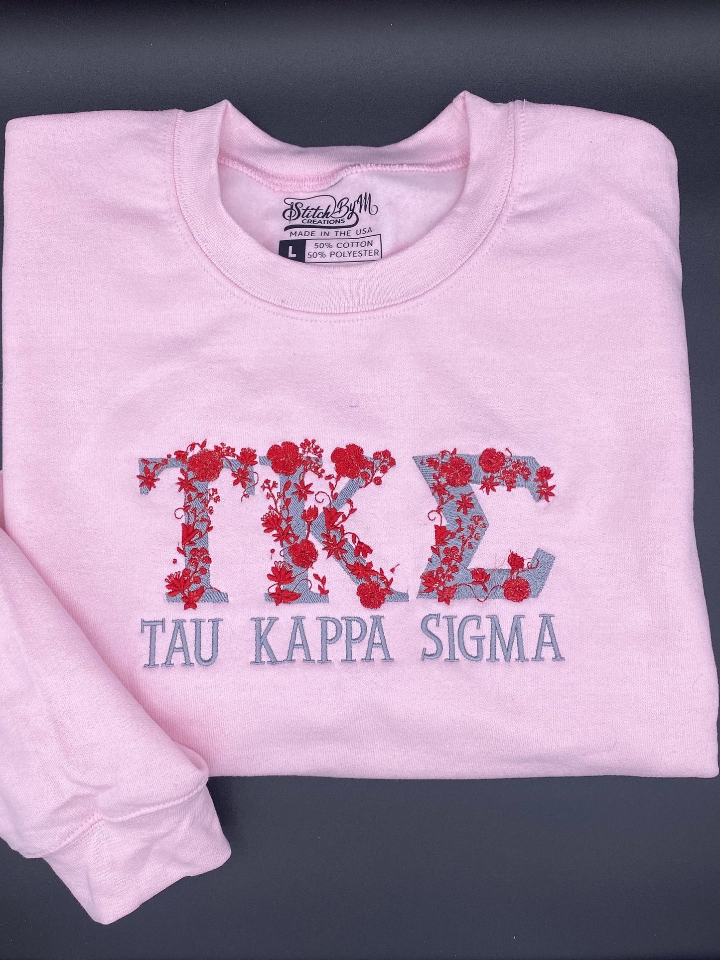 Custom Sorority Floral Greek Letter Embroidered Sweatshirt, Sorority Chapter Crewneck