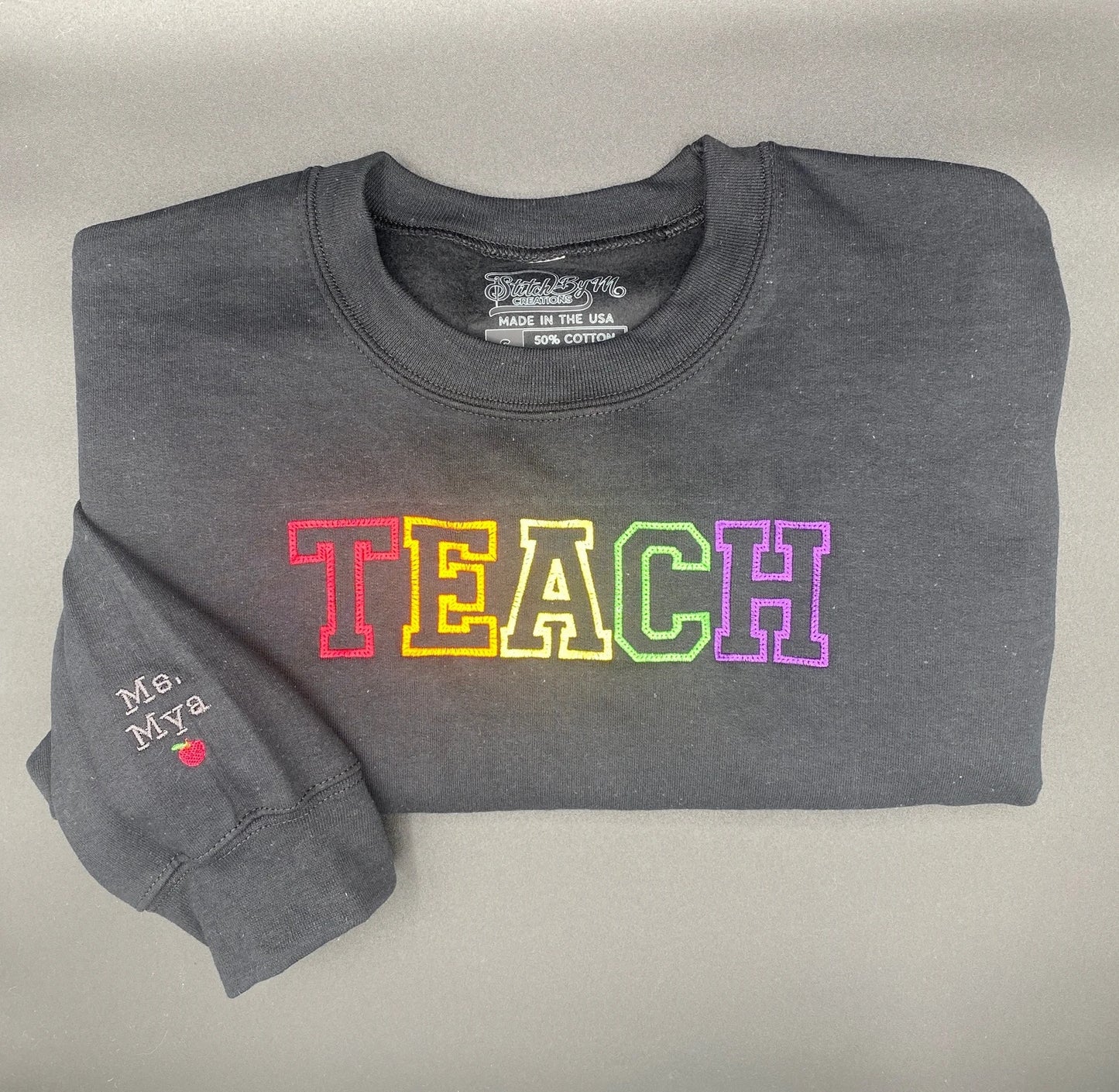 Teach Embroidered Sweatshirt, Embroidered Teacher Crewneck, Gift for Teacher