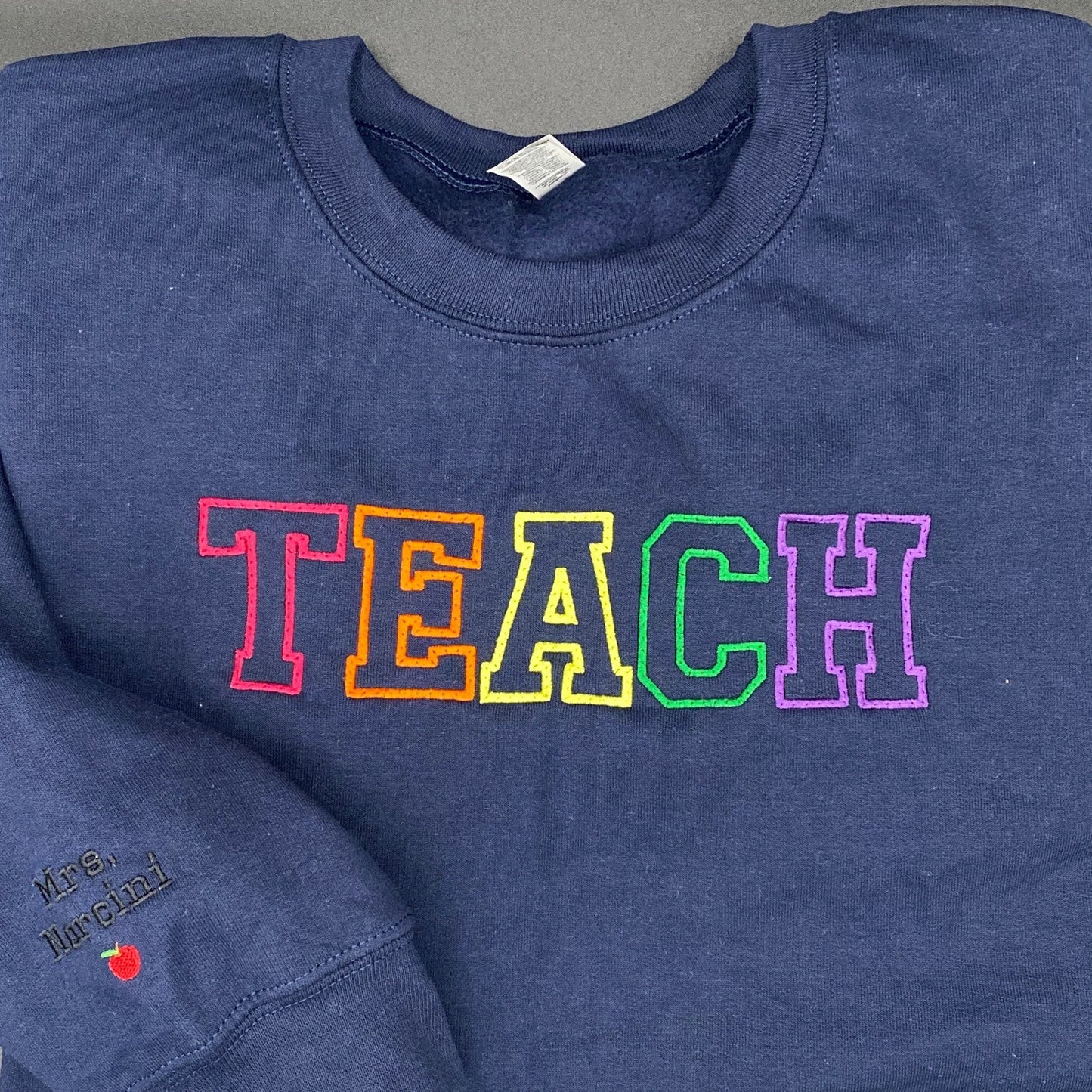 Teach Embroidered Sweatshirt, Embroidered Teacher Crewneck, Gift for Teacher