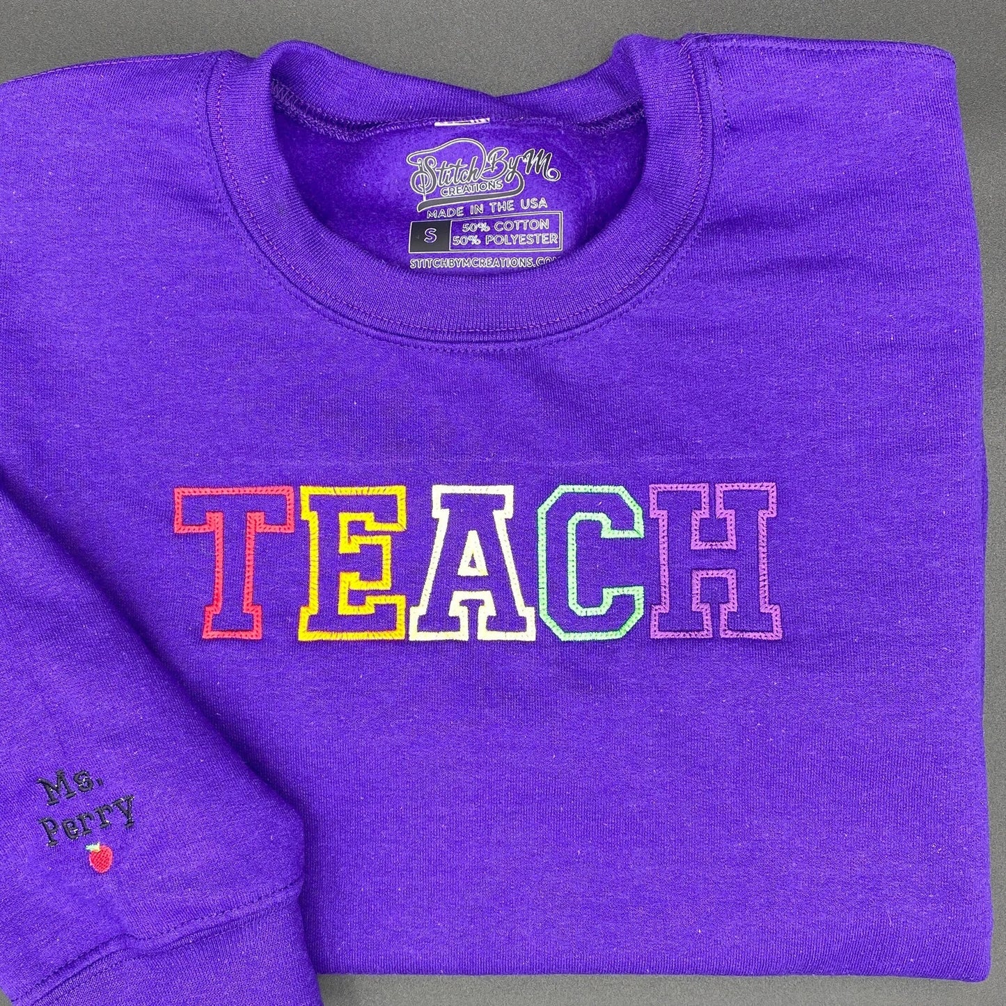 Teach Embroidered Sweatshirt, Embroidered Teacher Crewneck, Gift for Teacher