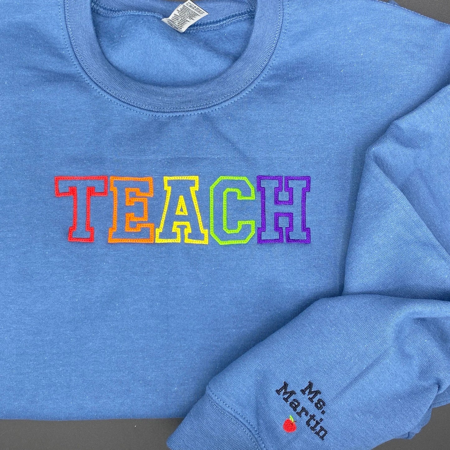 Teach Embroidered Sweatshirt, Embroidered Teacher Crewneck, Gift for Teacher