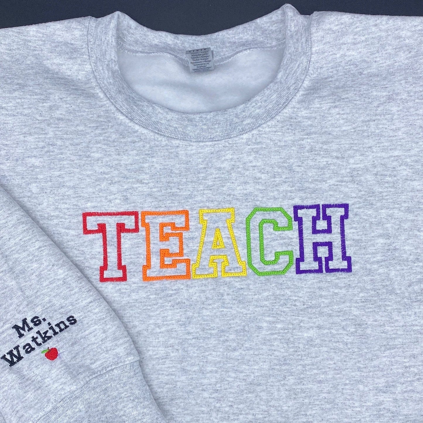 Teach Embroidered Sweatshirt, Embroidered Teacher Crewneck, Gift for Teacher