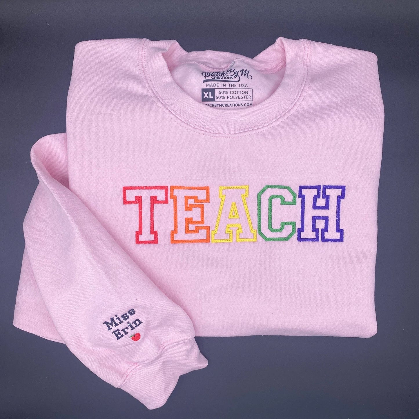 Teach Embroidered Sweatshirt, Embroidered Teacher Crewneck, Gift for Teacher